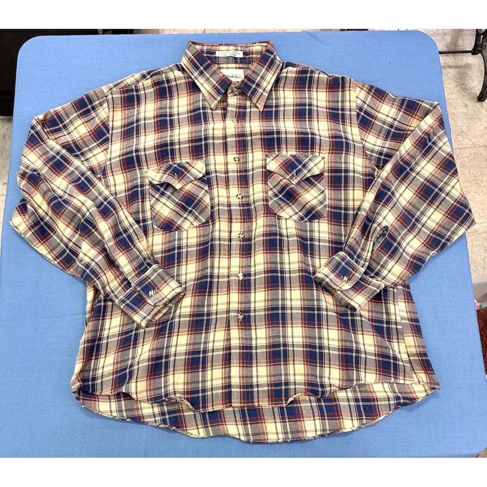 Vintage Windbreaker Mens Plaid Long Sleeve Shirt XL